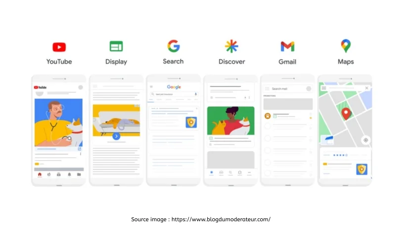 Illustration Campagne Google Ads Perfomance Max - Article Blog vert Plume Webmarketing, consultante marketing digital freelance