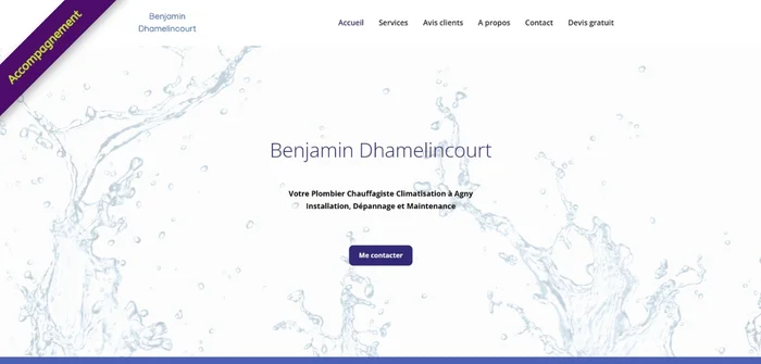 Vert Plume Webmarketing, consultante marketing digital et freelance webmarketing : prestations Webdesign, copywriting et création de site web one page pour Dhamenlicourt Artisan Plombier